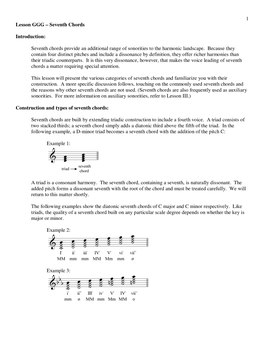 1 Lesson GGG – Seventh Chords Introduction