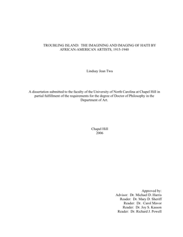 The Imagining and Imaging of Haiti by African-American Artists, 1915-1940