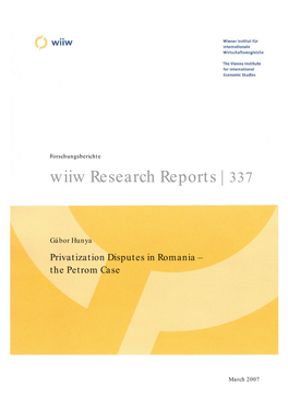 Privatization Disputes in Romania – the Petrom Case