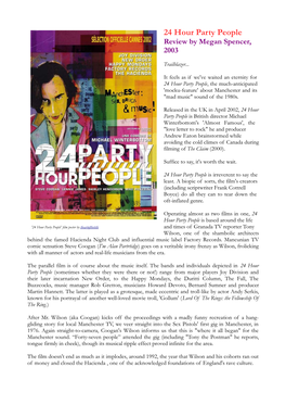 24 Hour Party People Review by Megan Spencer, 2003