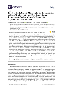 And Zinc Borate-Based Intumescent Coating Materials Exposed to a Quasi-Real Cellulosic Fire