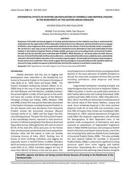 Differential Effects of Hunting on Populations of Hornbills and Imperial Pigeons in the Rainforests of the Eastern Indian Himala