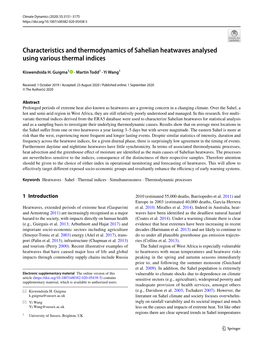 Characteristics and Thermodynamics of Sahelian Heatwaves Analysed Using Various Thermal Indices