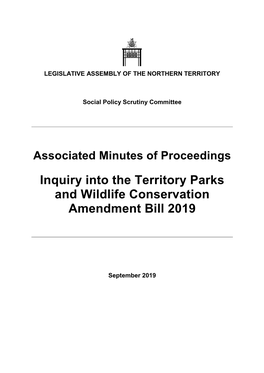 Inquiry Into the Territory Parks and Wildlife Conservation Amendment Bill 2019