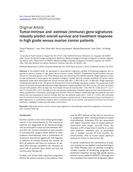 Original Article Tumor-Intrinsic and -Extrinsic (Immune) Gene Signatures