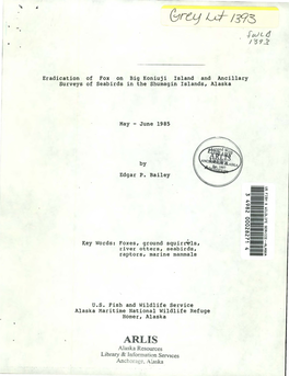Eradication of Fox on Big Koniuji Island and Ancillary Surveys of Seabirds in the Shumagin Islands, Alaska