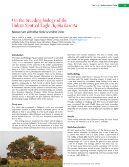 On the Breeding Biology of the Indian Spotted Eagle Aquila Hastata Niranjan Sant, Vidhyadhar Shelke & Shridhar Shelke