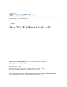State V. Allen Clerk's Record V. 1 Dckt. 35497