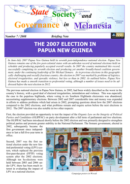 Briefing Note PNG Elections