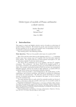 Order-Types of Models of Peano Arithmetic: a Short Survey