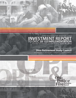 INVESTMENT REPORT to ORSC SB 133 IMPLEMENTATION for the 12–Month Period Ending June 30, 2013