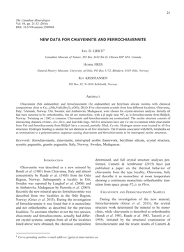 New Data for Chiavennite and Ferrochiavennite