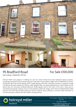 95 Bradford Road for Sale £100,000 East Ardsley, Wakefield, WF3 2JL