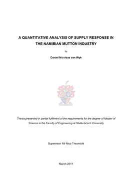 A Quantitative Analysis of Supply Response in the Namibian Mutton Industry