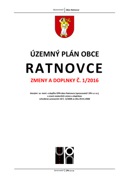 Územný Plán Obce Ratnovce 2016