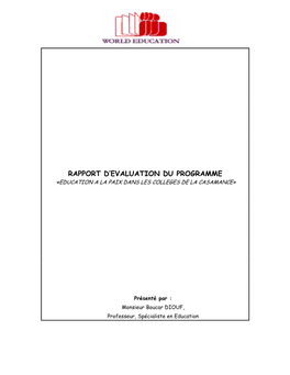 Rapport D'evaluation Du Programme