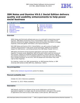 IBM Notes and Domino V9.0.1 Social Edition Delivers Quality and Usability Enhancements to Help Power Social Business