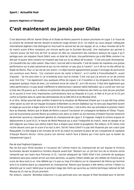 C'est Maintenant Ou Jamais Pour Ghilas: Toute L'actualité Sur Liberte