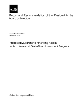 Uttaranchal State-Road Investment Program