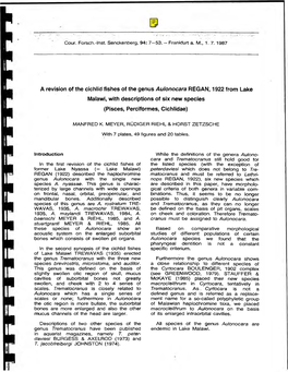 A Revision of the Cichlid Fishes of the Genus Aulonocara REGAN, 1922 from Lake Malawi, with Descriptions of Six New Species (Pisces, Perciformes, Cichlidae)