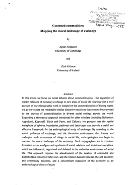 Contested Commodities: Mapping the Moral Landscape of Exchange