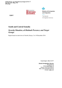 South and Central Somalia Security Situation, Al-Shabaab Presence, and Target Groups