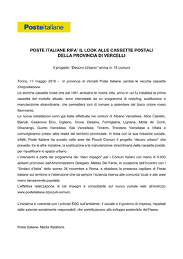 Poste Italiane Rifa' Il Look Alle Cassette Postali Della