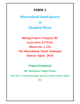 FORM-1 Murarkhedi Sand Quarry at Chambal River