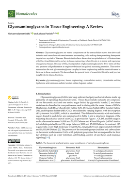 Glycosaminoglycans in Tissue Engineering: a Review