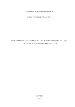 A Cena Musical, Seus Agentes, Espaços E Relações Com As Inovações Digitais Entre 2005 E 2019