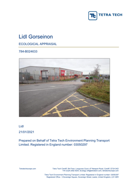 Lidl Gorseinon ECOLOGICAL APPRAISAL