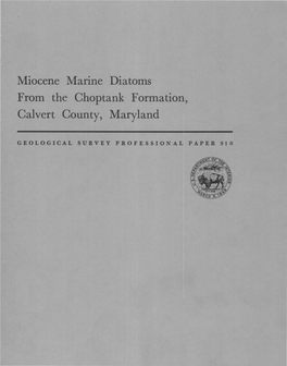 Miocene Marine Diatoms from the Choptank Formation, Calvert County, Maryland