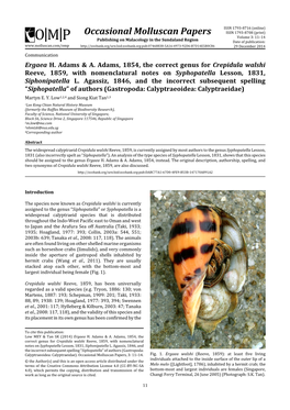 Occasional Molluscan Papers ISSN 1793‐8716 (Online)