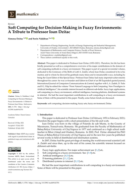 Soft Computing for Decision-Making in Fuzzy Environments: a Tribute to Professor Ioan Dzitac