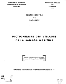 Dictionnaire Des Villages De La Sanaga Maritime