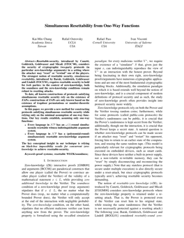 Simultaneous Resettability from One-Way Functions