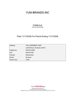 Yum Brands Inc