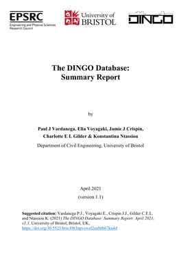 The DINGO Database: Summary Report