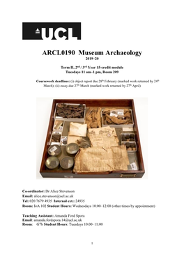 ARCL0190 Museum Archaeology 2019–20