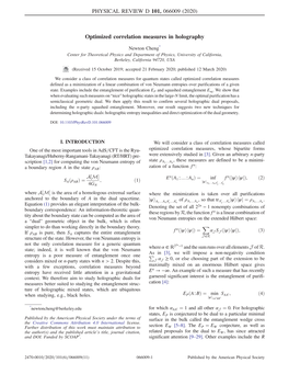 Optimized Correlation Measures in Holography