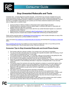 Stop Unwanted Robocalls and Texts