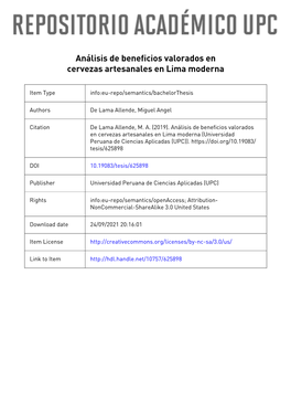 Análisis De Beneficios Valorados En Cervezas Artesanales En Lima Moderna