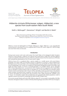 Hibbertia Circinata (Dilleniaceae: Subgen