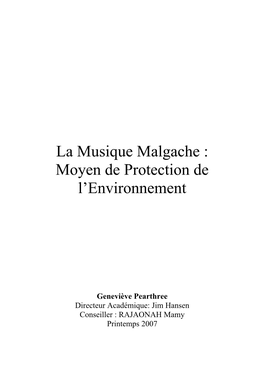 La Musique Malgache : Moyen De Protection De L’Environnement