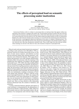 The Effects of Perceptual Load on Semantic Processing Under Inattention