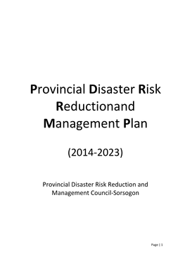 Provincial Disaster Risk Reductionand Management Plan