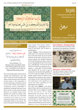 SIJILL a WEEKLY NEWSLETTER of FATEMIDAWAT.COM Issue 21