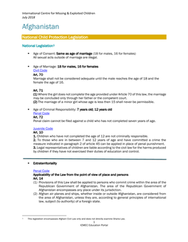 Afghanistan National Legislation (ICMEC)