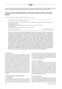 A Review About Industrialization of Chinese Materia Medica Decoction Pieces