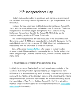 75Th Independence Day